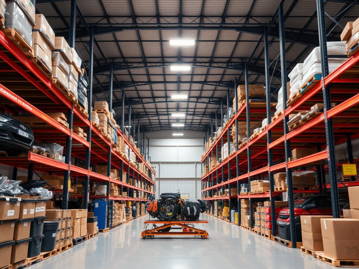 Organised commercial vehicle spare parts warehouse